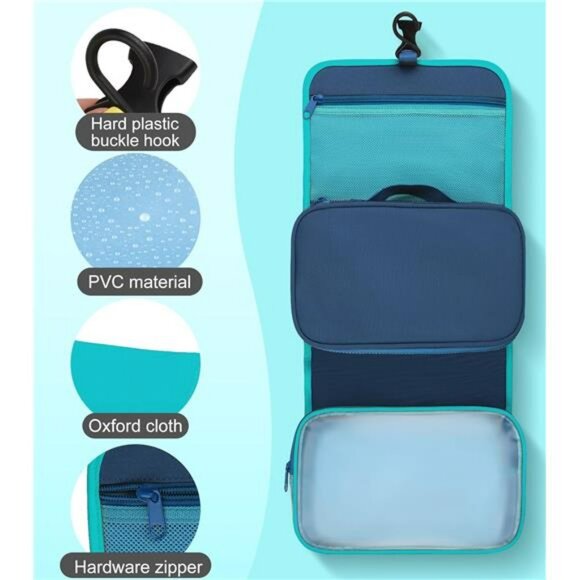 Large hanging travel toiletry bag foldable waterproof organizer makeup storage c - Picture 5 of 8